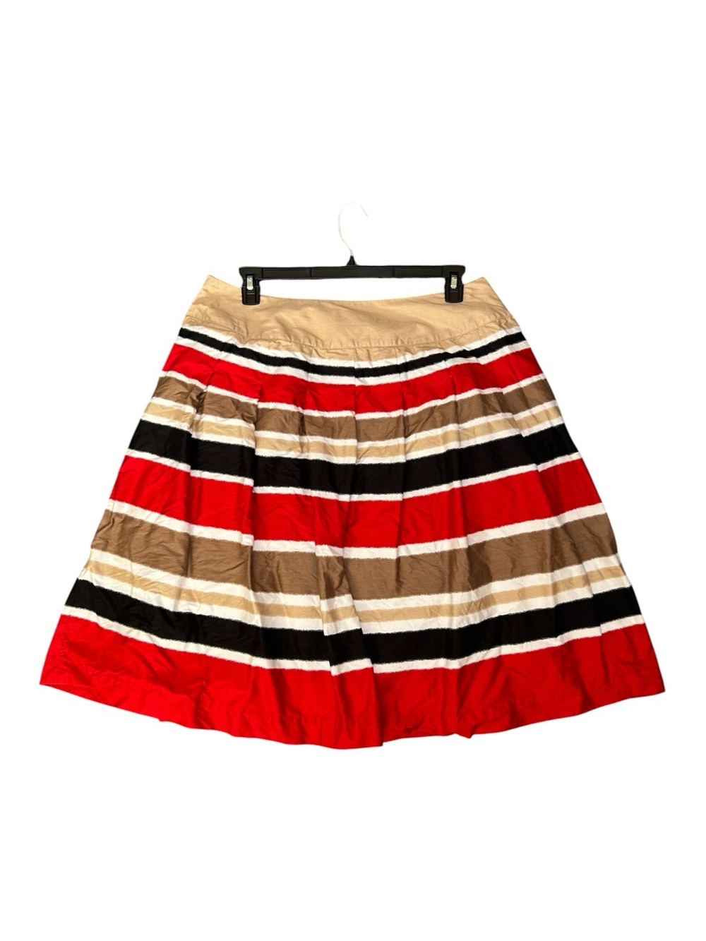 TALBOTS Women's Striped Skirt Red Black Tan Sz 14W knee length 100% cotton $99